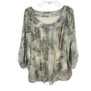 VTG Boho Paisley Peasant Blouse XL Flowy Cottagecore Festival Fairy Ethereal